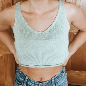 Sweater-knit mint green tank